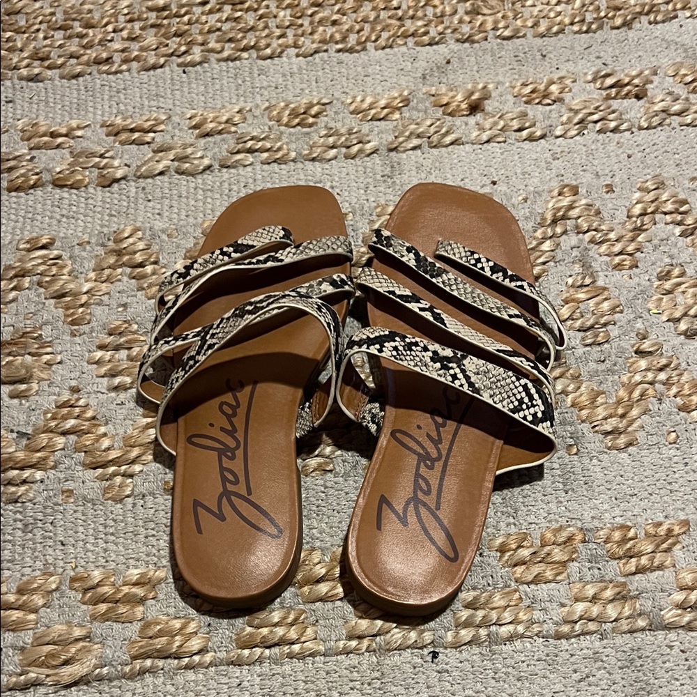 Zodiac Black and Tan Sandals with Comfortable Slip-On Design